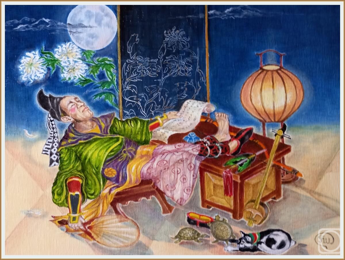 © Галина Шемякова. О хризантемах, черепахах и любви. Холст, масло. 40 x 50см. 2023 г. 