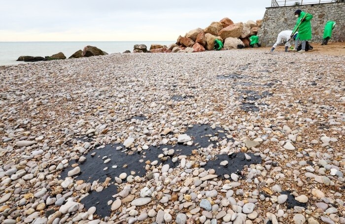    Севастополь. Волонтеры во время уборки разлитого мазута на пляже «Вязовая роща»Сергей Мальгавко/ТАСС