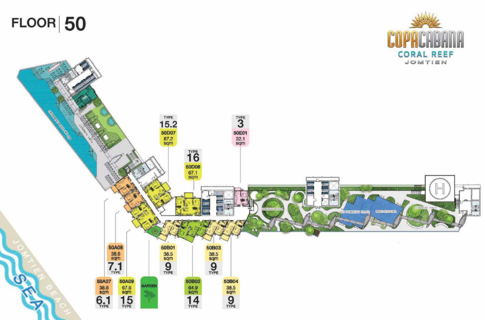 План открытой крыше на 50 этаже COPACABANA 2