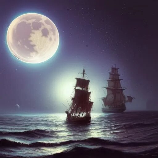 Пиратская шхуна (schooner) догоняет "торговца"...