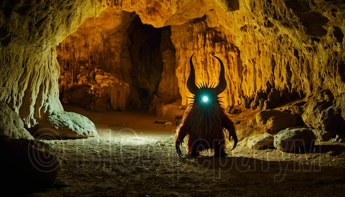 В пещере людей встретило странное существо.