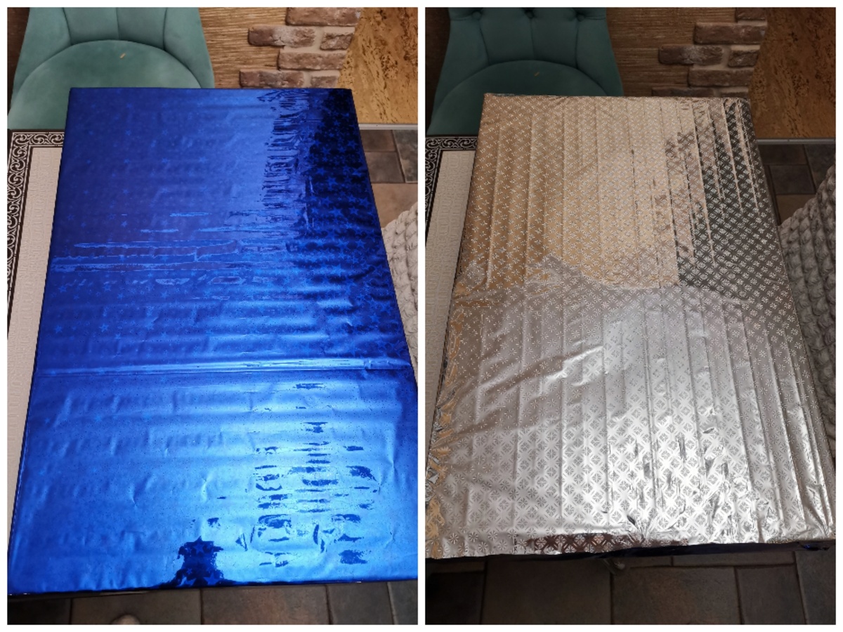 Коробка настолько большая, что рулона бумаги не хватало, чтобы её завернуть. Сделала её двуцветной. Это главный подарок