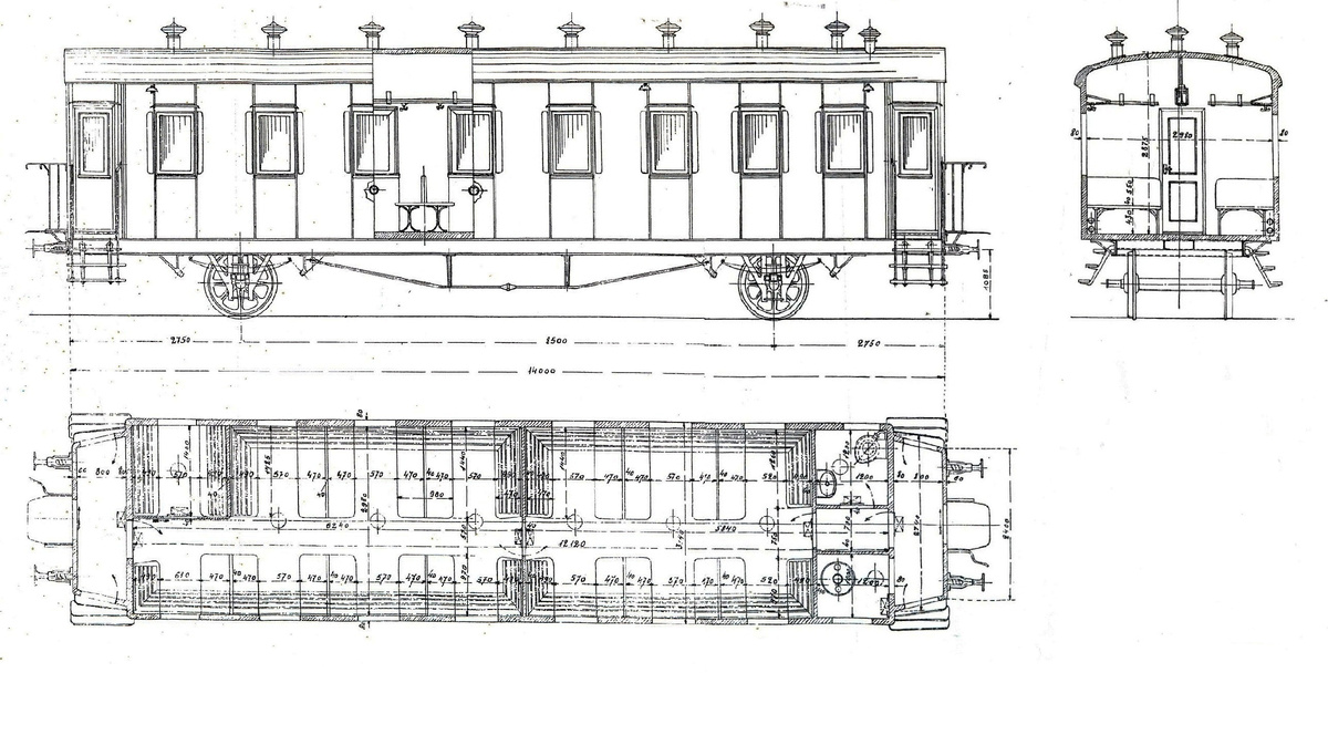 Чертеж вагона, 1890 г.