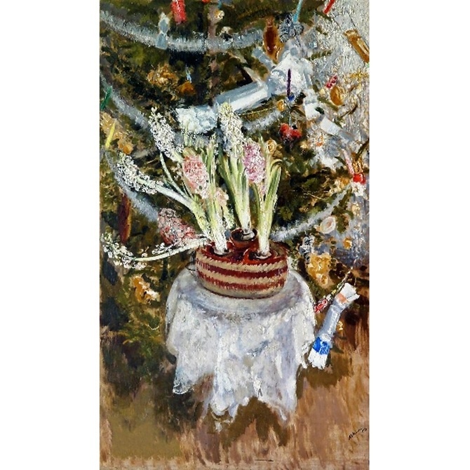 Михаил Шемякин. Гиацинты у елки. 1916. Холст, масло. 177 х 102. Нижнетагильский Муниципальный Музей Изобразительных Искусств