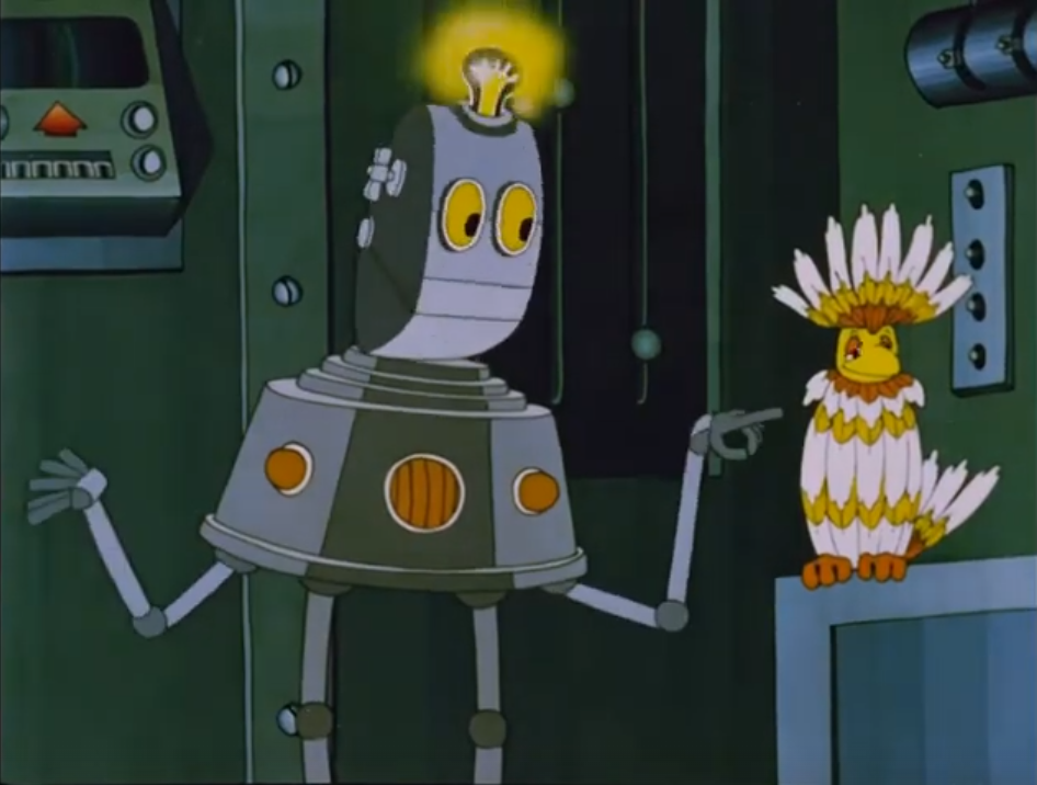 Так предсталяли роботов в прошлом веке. Скриншот из мультфильма "Тайна третьей планеты"