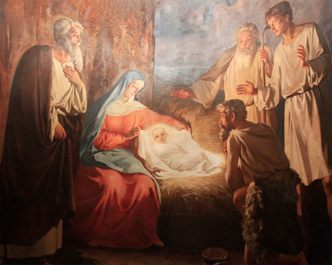 Рождество Христово. Фреска Храма Христа Спасителя. Источник фото: Патриархия.ру