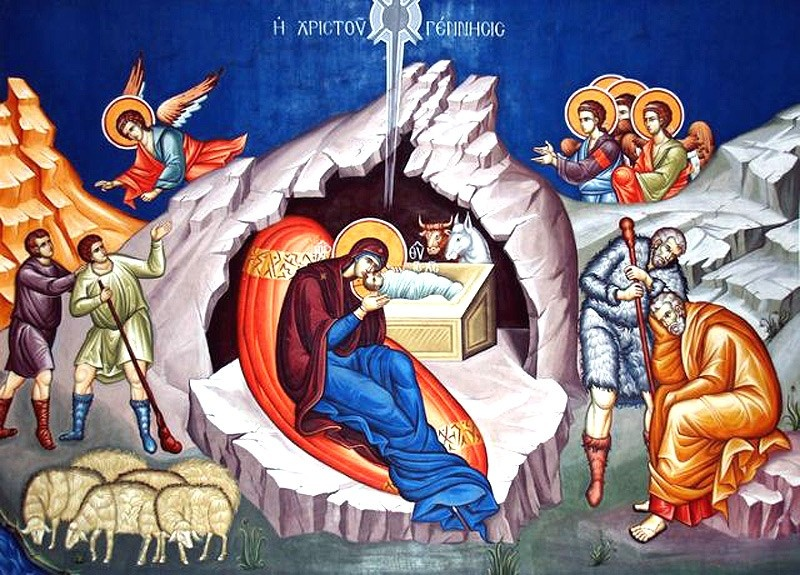 Nativity of Christ. Greece. Modern fresco