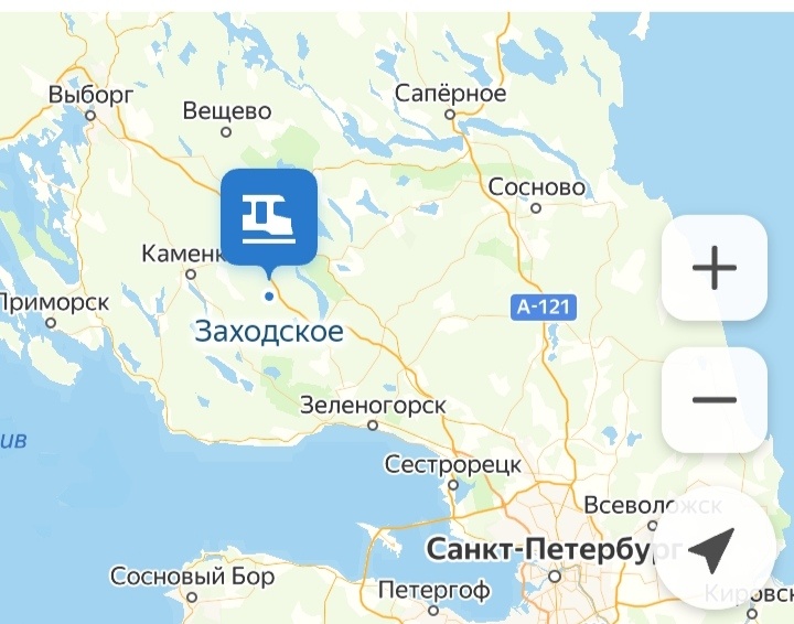 Карта направления к станции/ посёлку Заходское
