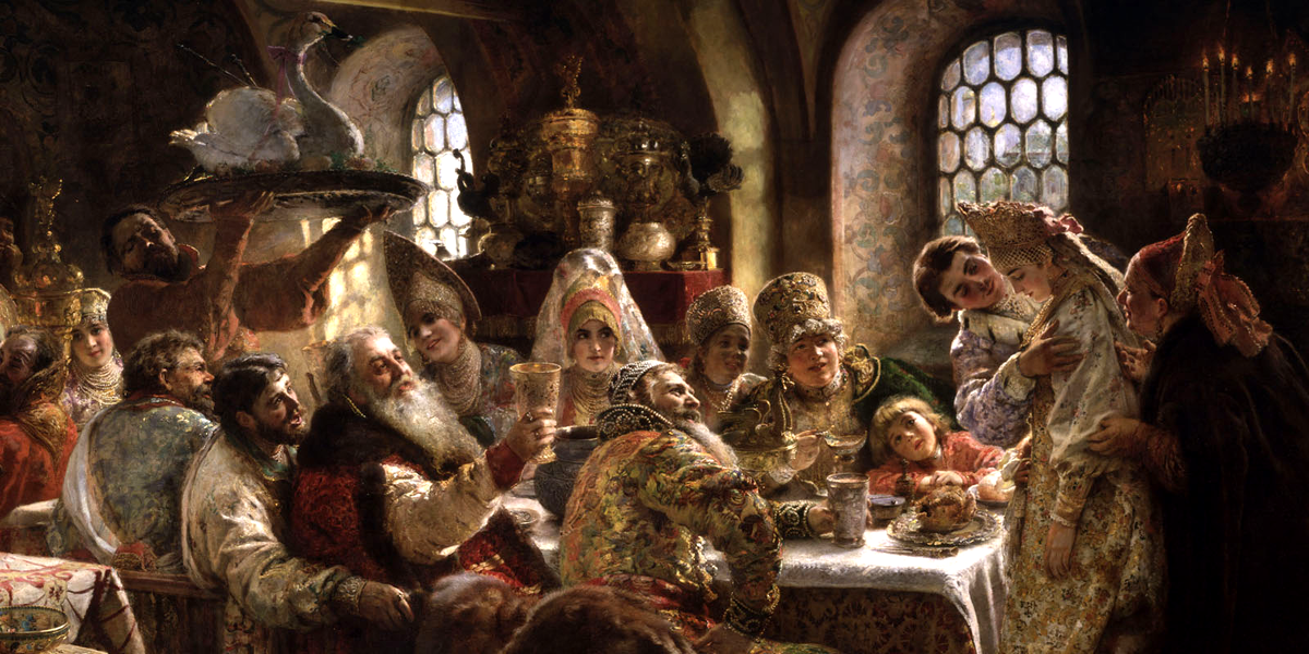 Маковский К.Е. «Боярский свадебный пир» картина русского художника написанная в 1883 году