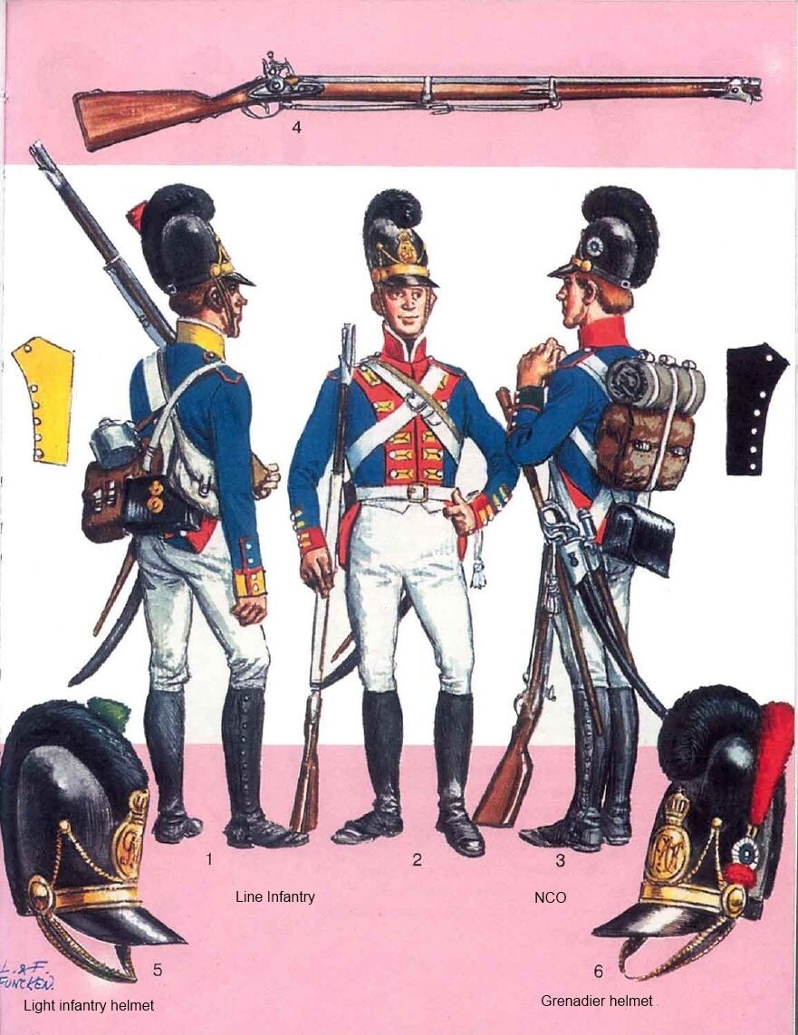 Баварская линейная пехота. Источник: Л. и Ф. Функен, Наполеоновские войны 1805-1815. М., 2002.