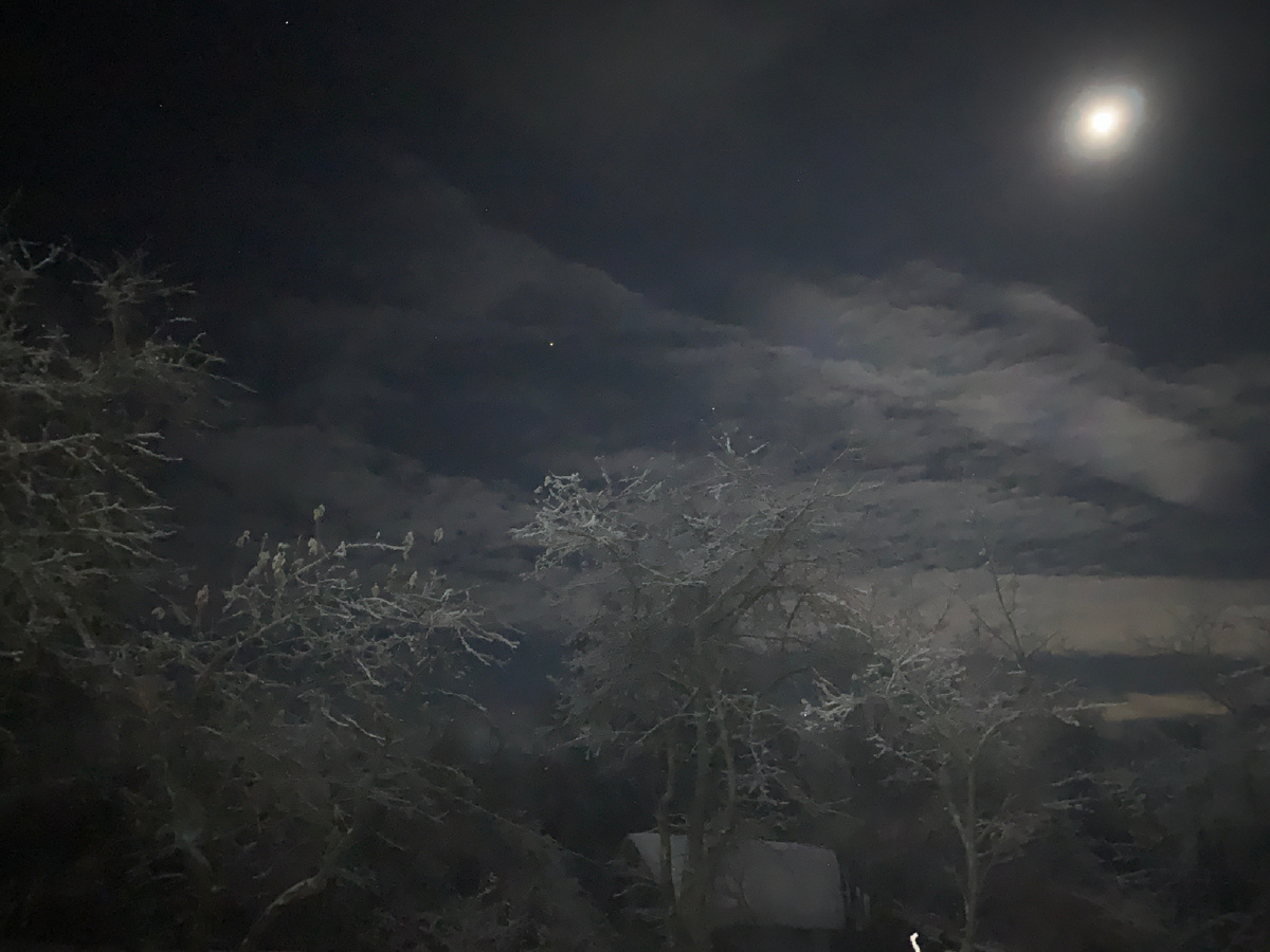 Потрясающее зимнее небо. Фото как будто бы картина. И эта картина нарисована самой природой.