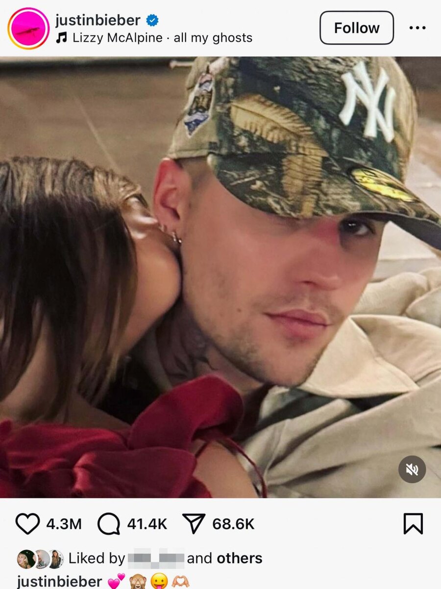 Пост Джастина Бибера с Хейли
