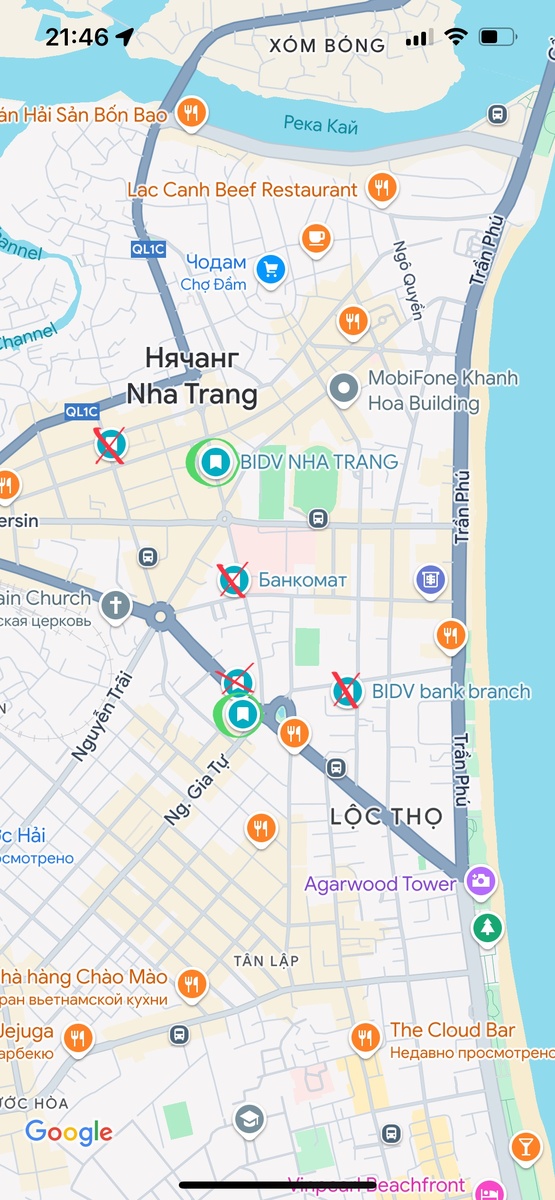 Карта с локациями банков для  наглядности 