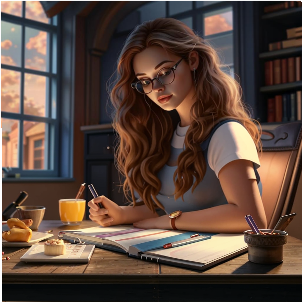 Вика изучает дневник бабушки.