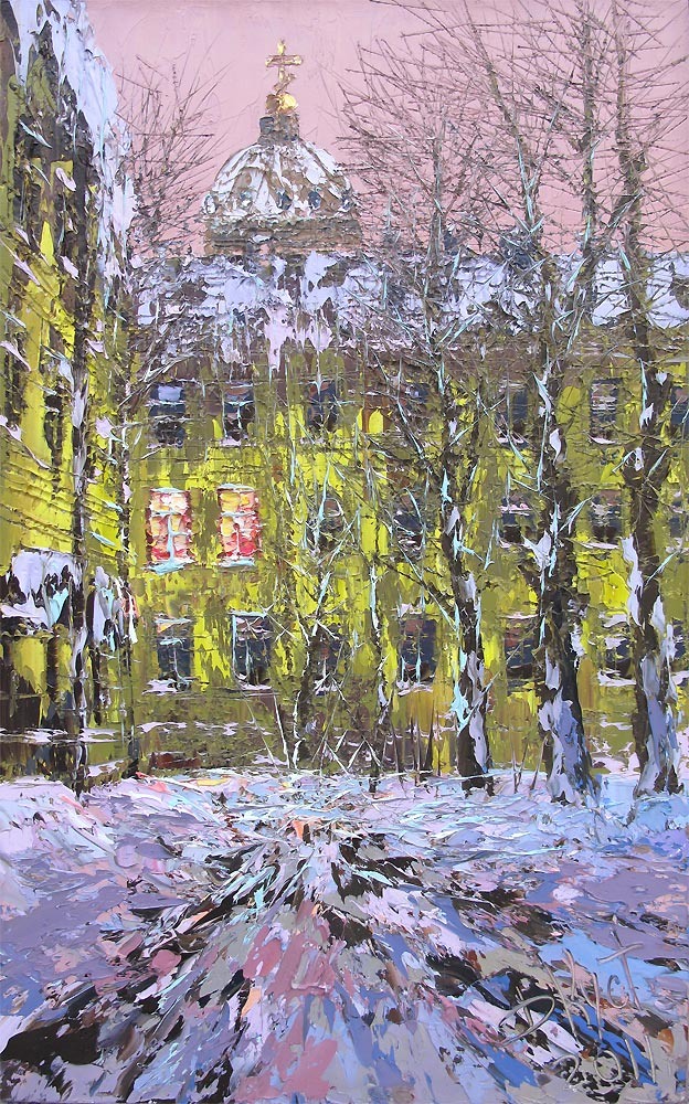 Дмитрий Кустанович. Два окна. Из серии «Питерский двор», 80×50 см, холст, масло, 2011