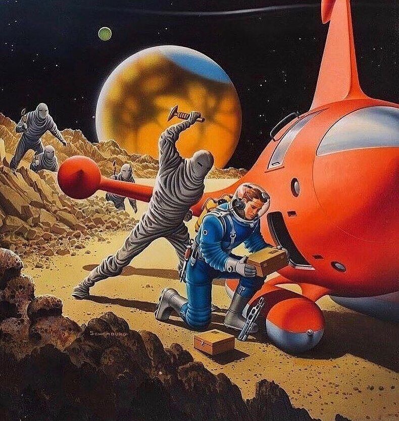 ИЛЛЮСТРАЦИЯ ОТ ХУДОЖНИКА АЛЕКСА ШОМБУРГА /  Alex Schomburg  / 1905 - 1998 год