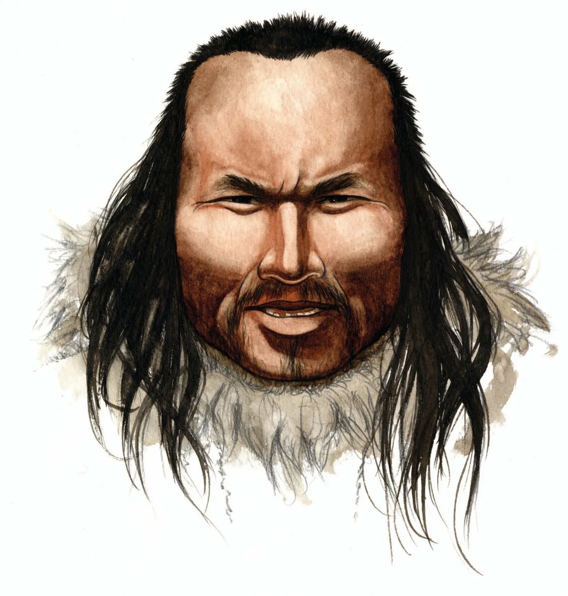 Человек культуры Саккак в представлении современного художника. Вероятно художник считает что всё, что пришло с территории совр. России должно выглядеть пугающим.