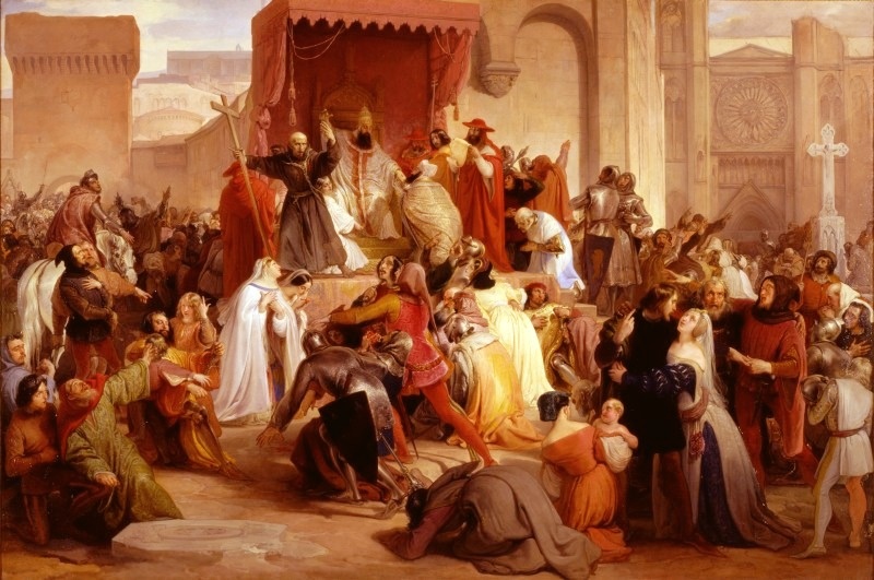 Франческо Айец "Папа Урбан II на площади Клермона проповедует первый крестовый поход". Римские папы веками держали власть фактически над всей Европой. Неужели они могли быть слабее на фоне маленького кусочка Монгольской империи, который называют Золотой Ордой?