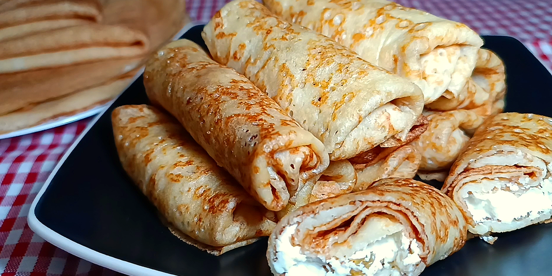 📌 Блины на сыворотке с творожной начинкой из замороженного кефира