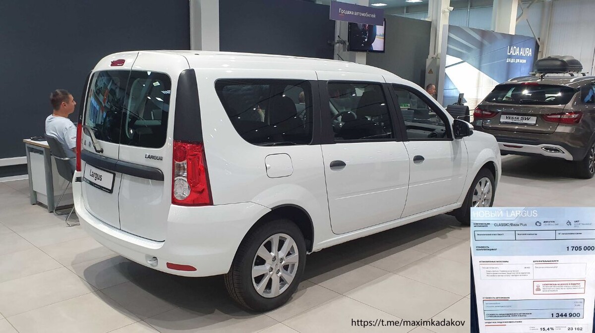 Lada Largus за 1 705 000 рублей.