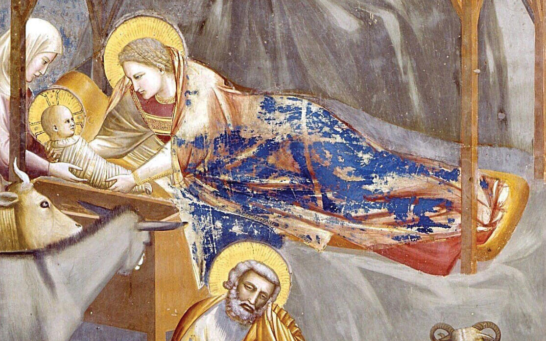 Джотто, "Рождение Христа", фрагмент фрески