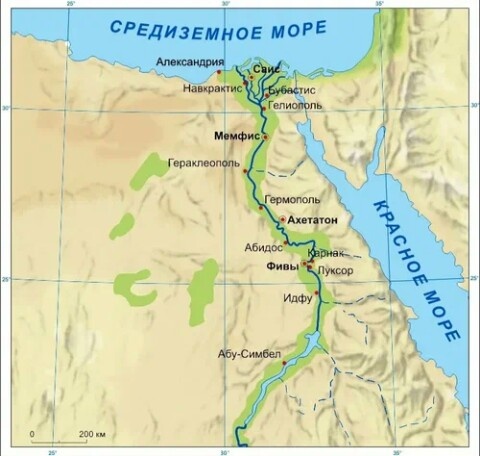 Древний Египет -- земли по берегам реки.