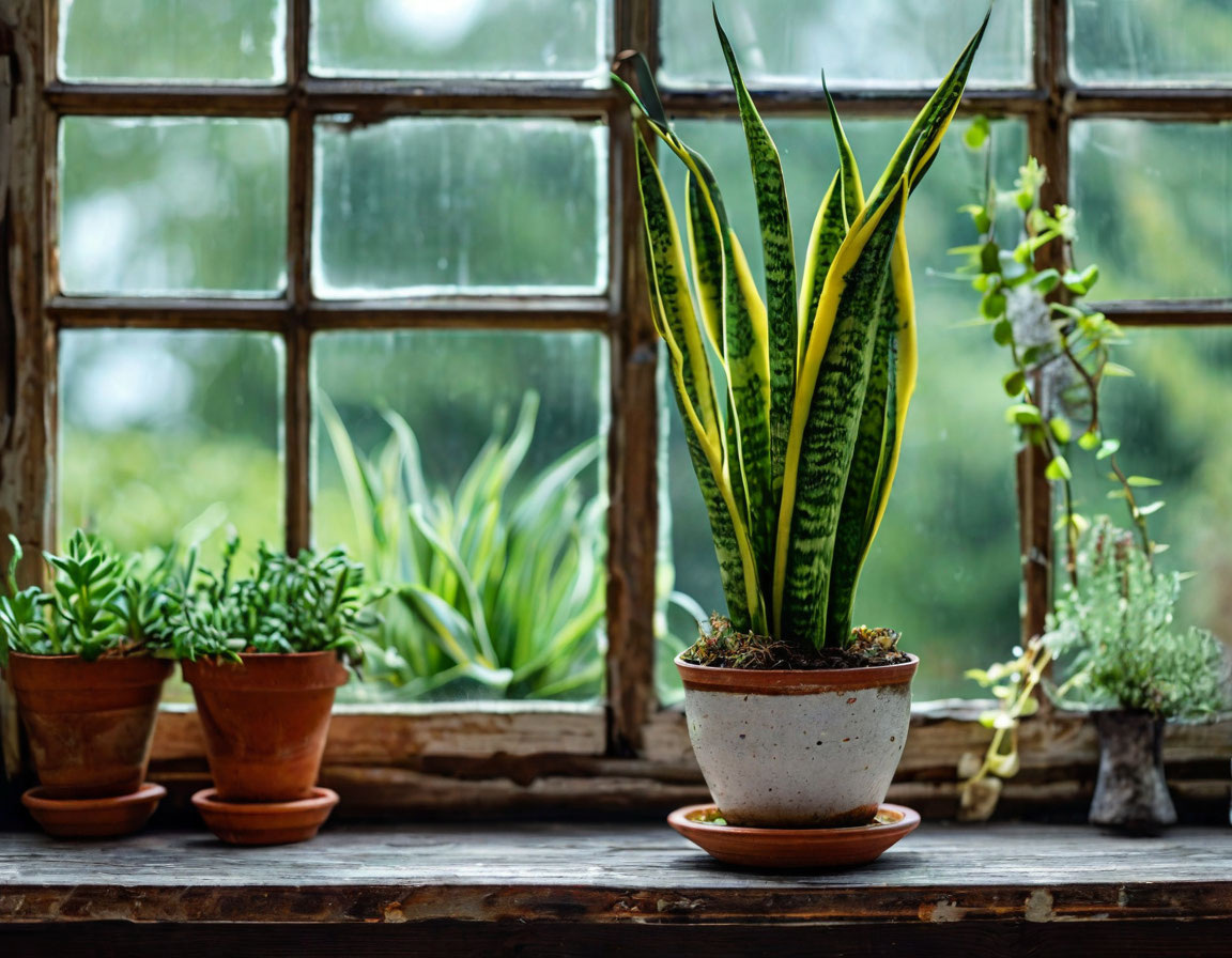 Сансевиерия с плотными темно-зелеными листьями отлично переносит слабое освещение