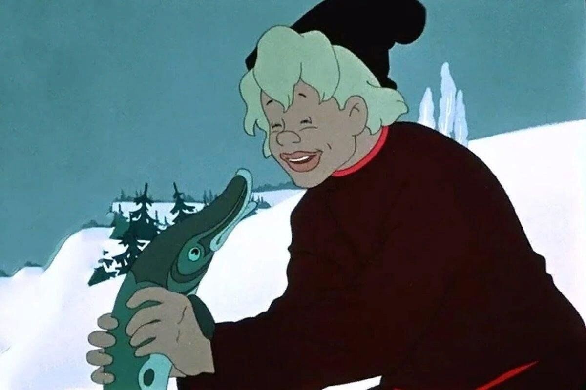 Емеля торгуется со щукой.