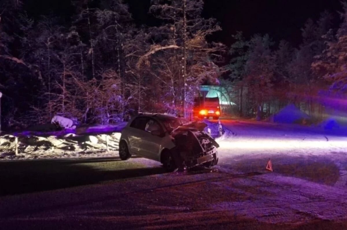    Водитель иномарки уснул за рулём и врезался в столб на трассе в Якутии