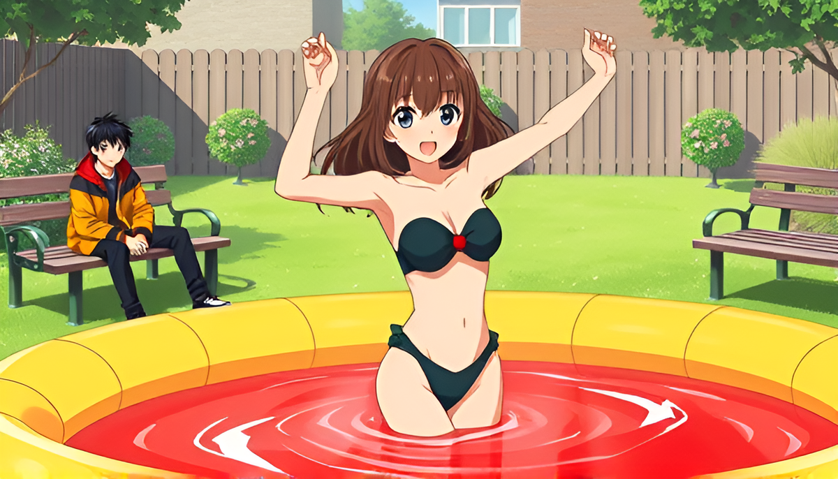 Красивое её купание.