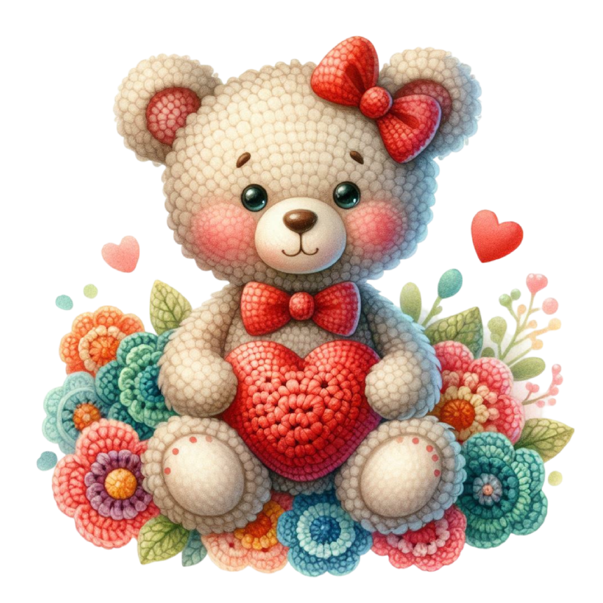 #вязаный #мишка #медведь #сбантом #сердечки #сердце