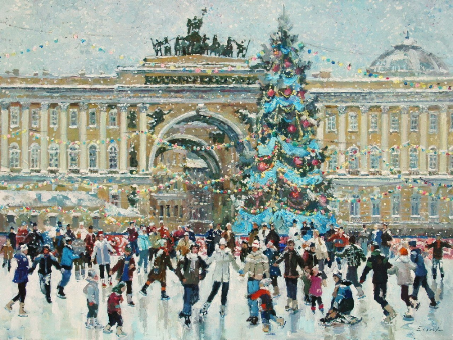 П.Еськов Каток на Дворцовой площади