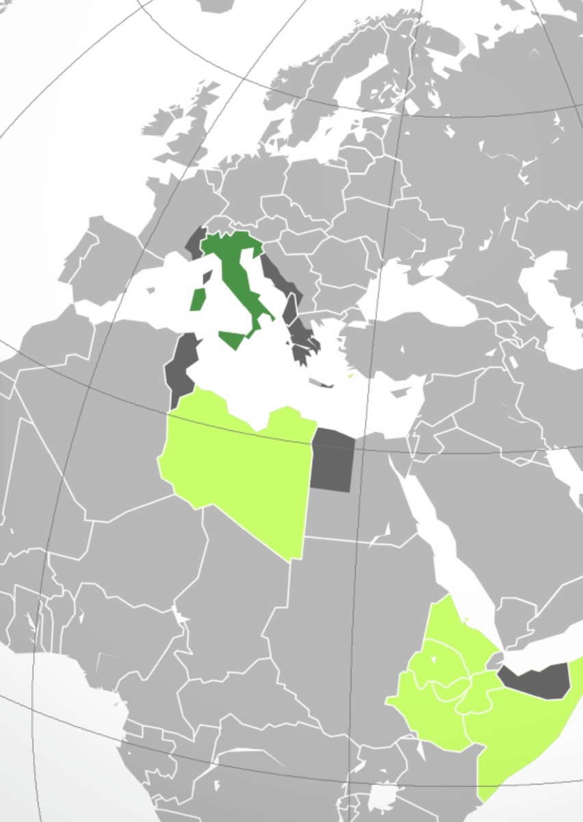 Границы Италии во время 2 мировой войны.
