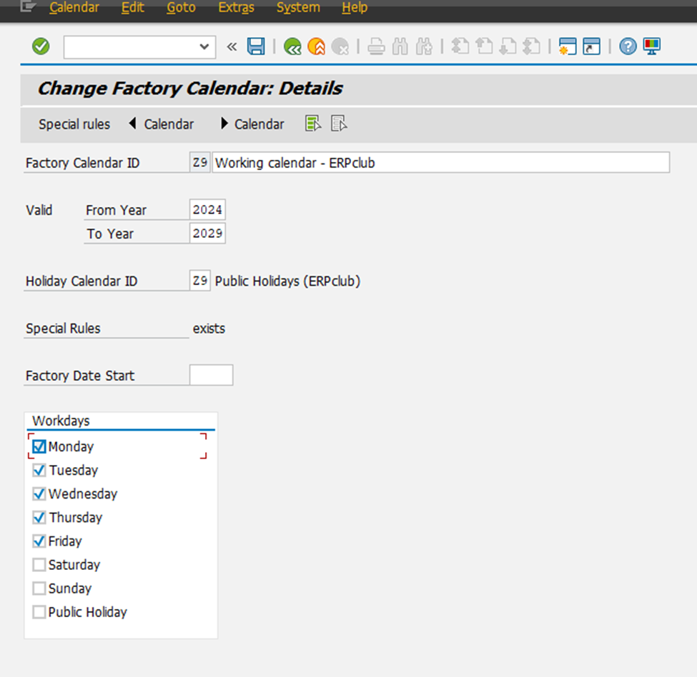 Рис. 1 Производственный календарь - Z9 (для целей демонстрации)