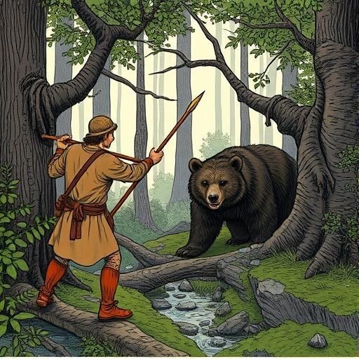 Алмантай охотится на медведя