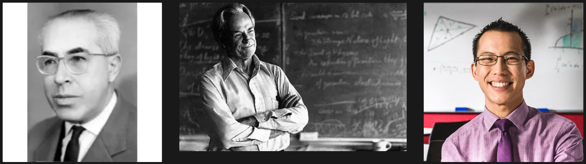 Слева-направо: Евгений Айсберг, Ричард Фейнман, Эдди Ву