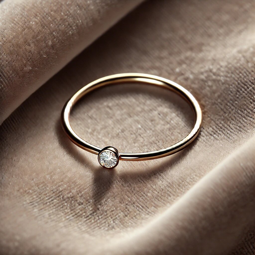 Тонкое золотое кольцо с небольшим бриллиантом