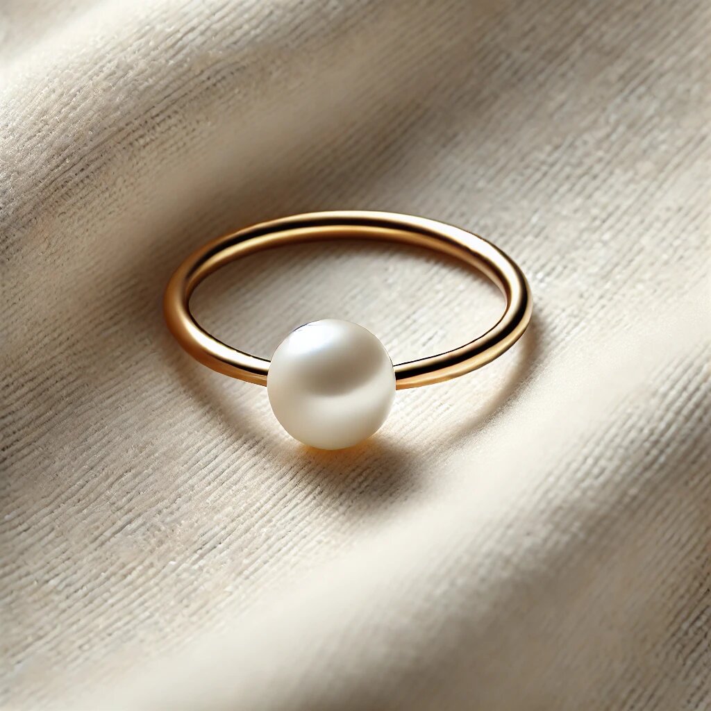 Минималистичное кольцо с белым жемчугом