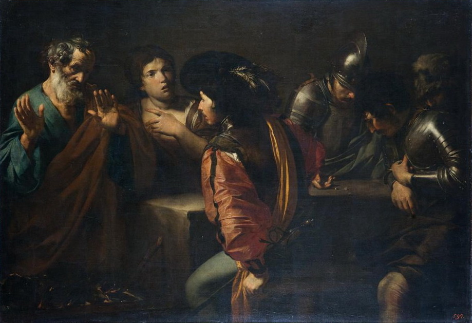 Валантен де Булонь "Отречение святого Петра" (ок. 1623-1625). Холст, масло.