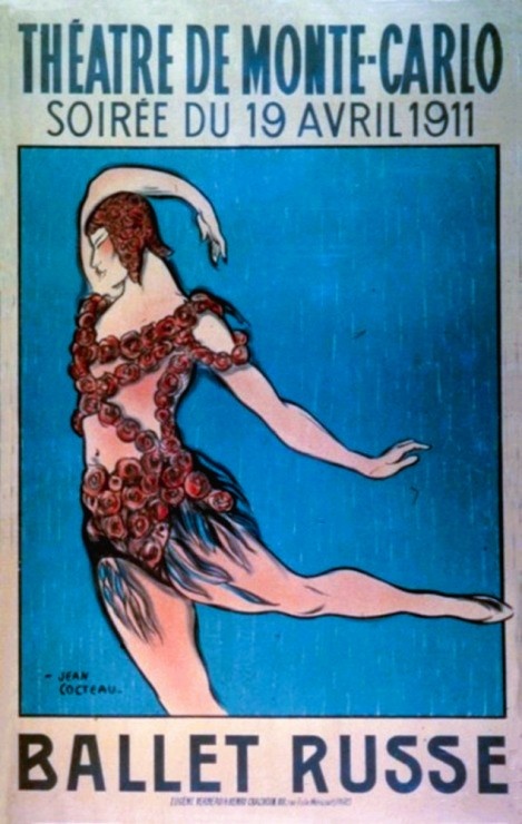 Жан Кокто "Видение розы" (1911) - Вацлав Нижинский - афиша балета 