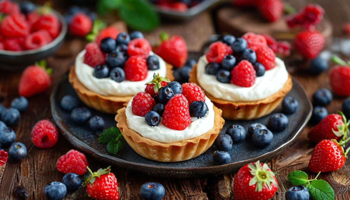 Тарталетки с творожным кремом и ягодами