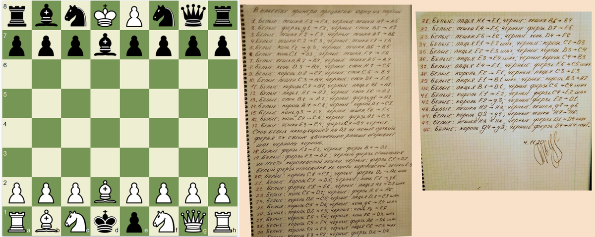 Расстановка фигур и пример одной партии