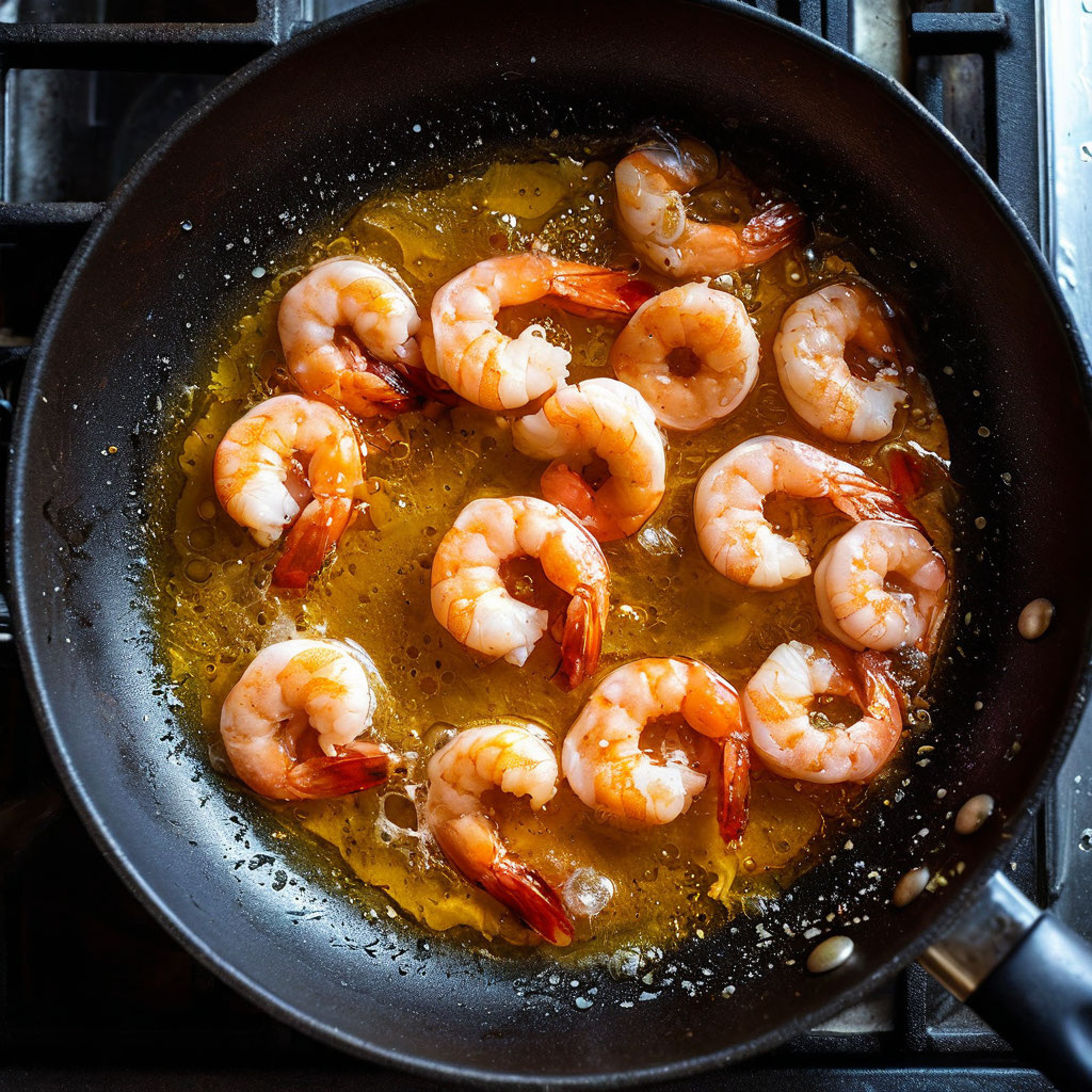 Обжарка креветок