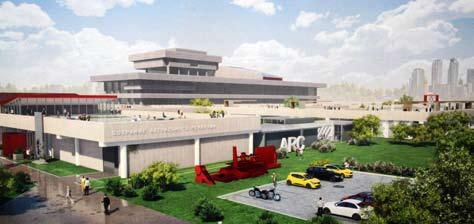 Общий вид здания музея со стоянкой и сквером (проект)