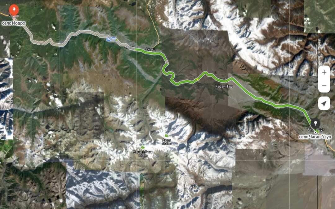 Маршрут Иодро – Чаган-Узун на Яндекс карте