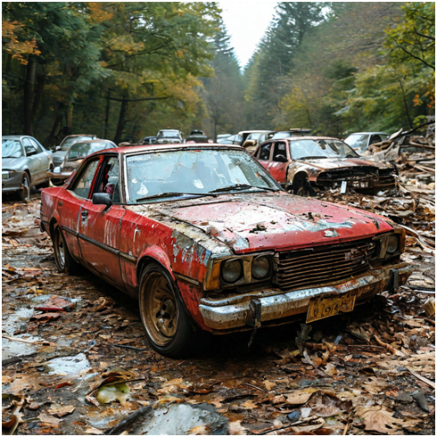 Сгенерировано ИИ- кладбище для авто после аварий.