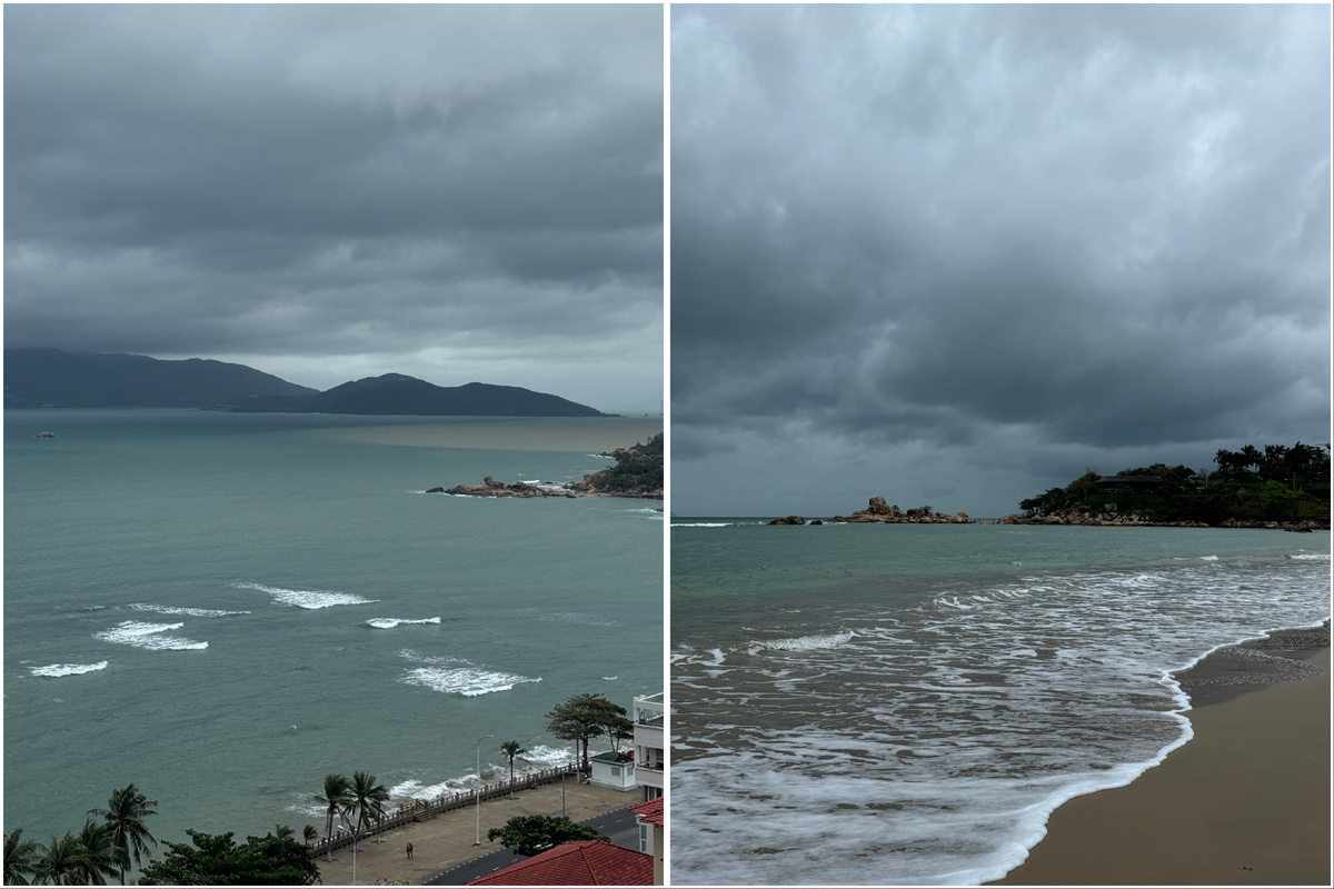 Погода в Нячанге в конце декабря 2024 - начале января 2025. Кадры были сделаны с балкона отеля в северной части, видите на фото слева вдали грязную воду? Это центральные пляжи.