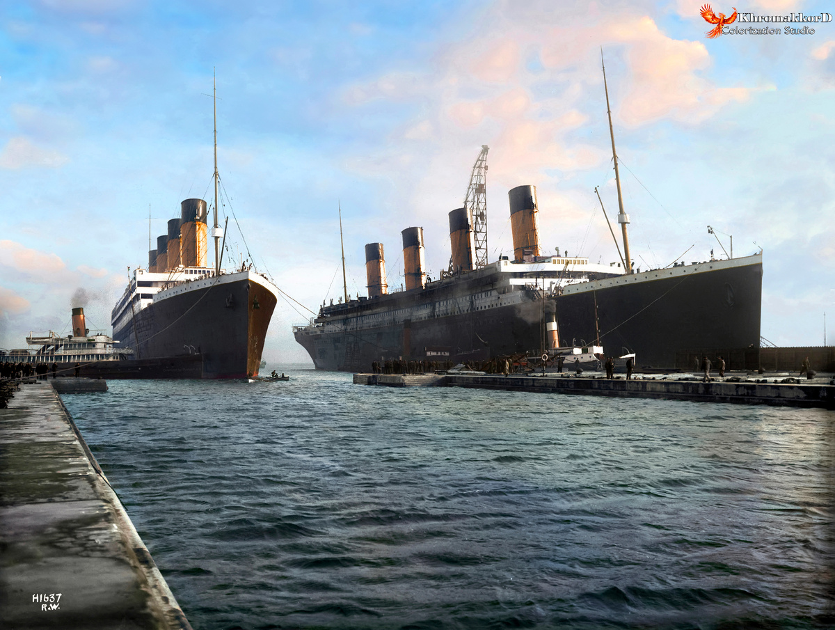 "Олимпик" и "Титаник" в Белфасте. Март 1912 года.