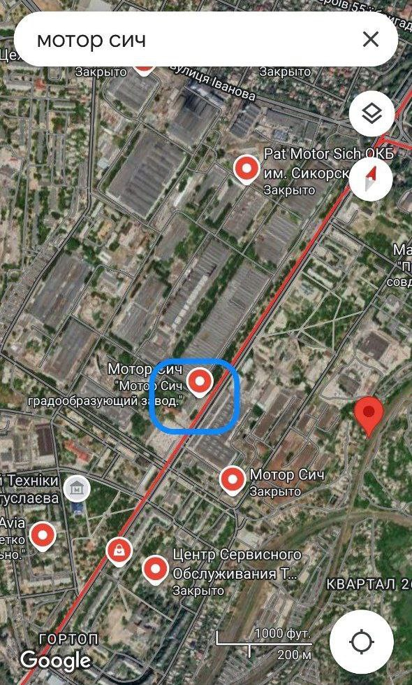 Завод мотор сич на карте