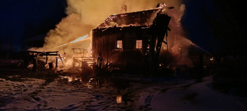    Частный дом выгорел дотла в КарелииОПС по Медвежьегорскому району